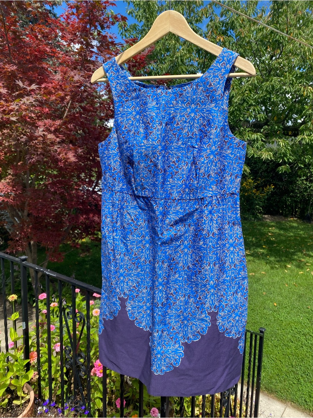Joe Fresh Royal Blue Patterned Sleeveless Midi Dress